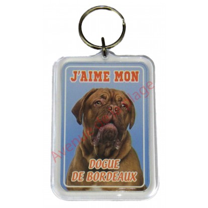 Porte clé J'aime mon chien - Dogue de Bordeaux
