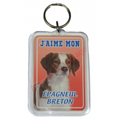 Porte clé J'aime mon chien - Épagneul Breton