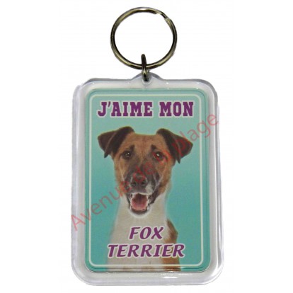 Porte clé J'aime mon chien - Fox Terrier