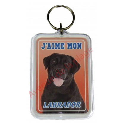 Porte clé J'aime mon chien - Labrador Noir