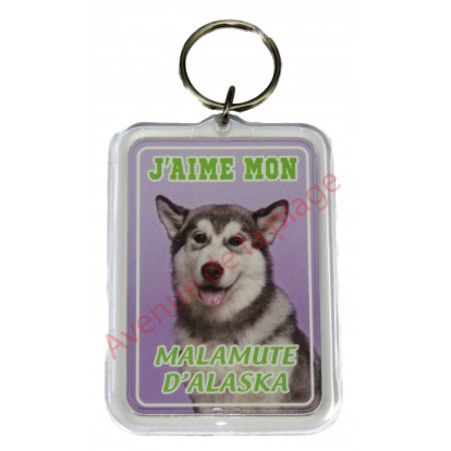 Porte clé J'aime mon chien - Malamute d'Alaska