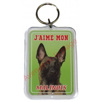Porte clé J'aime mon chien - Malinois
