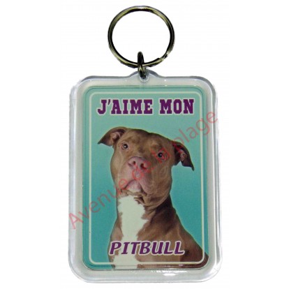Porte clé J'aime mon chien - Pitbull