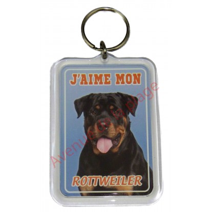 Porte clé J'aime mon chien - Rottweiler