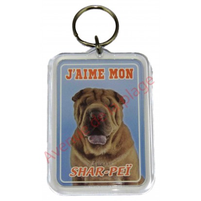 Porte clé J'aime mon chien - Shar-Peï