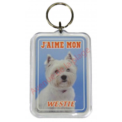 Porte clé J'aime mon chien - Westie