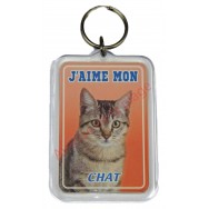 Porte clé J'aime mon chat tigré