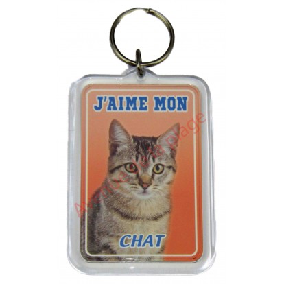 Porte clé J'aime mon chat tigré