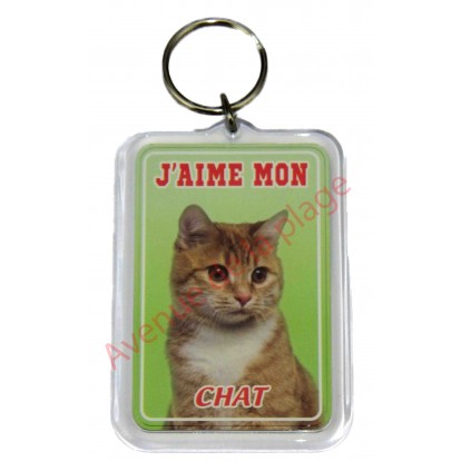Porte clé J'aime mon chat roux