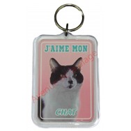 Porte clé J'aime mon chat noir et blanc