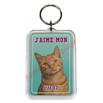 Porte clé J'aime mon chat gingembre