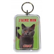 Porte clé J'aime mon chat gris
