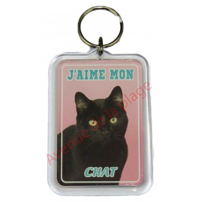 Porte clé J'aime mon chat noir
