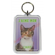 Porte clé J'aime mon chat tricolore