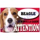 Plaque Attention Je monte la garde - Beagle