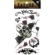 Tatouage temporaire Tête de mort et rose