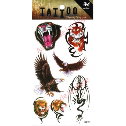 Tatouage temporaire Aigle - Tigre - Lion