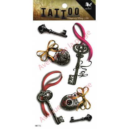 Tatouage temporaire clé et cadenas