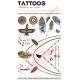 Tatouage doré temporaire plumes et motifs Maya