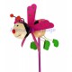Moulin à vent coccinelle rose en bois 11 cm