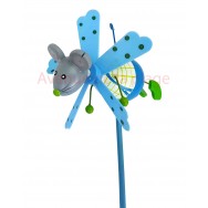 Moulin à vent souris en bois 11 cm