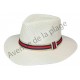 Chapeau style panama avec bande colorée