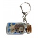 Porte clés bouteille avec sable bleu et coquillages