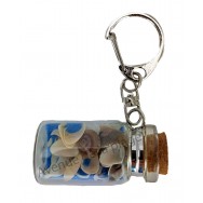 Porte clés bouteille avec sable et coquillages