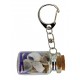 Porte clé bouteille avec sable violet et coquillages