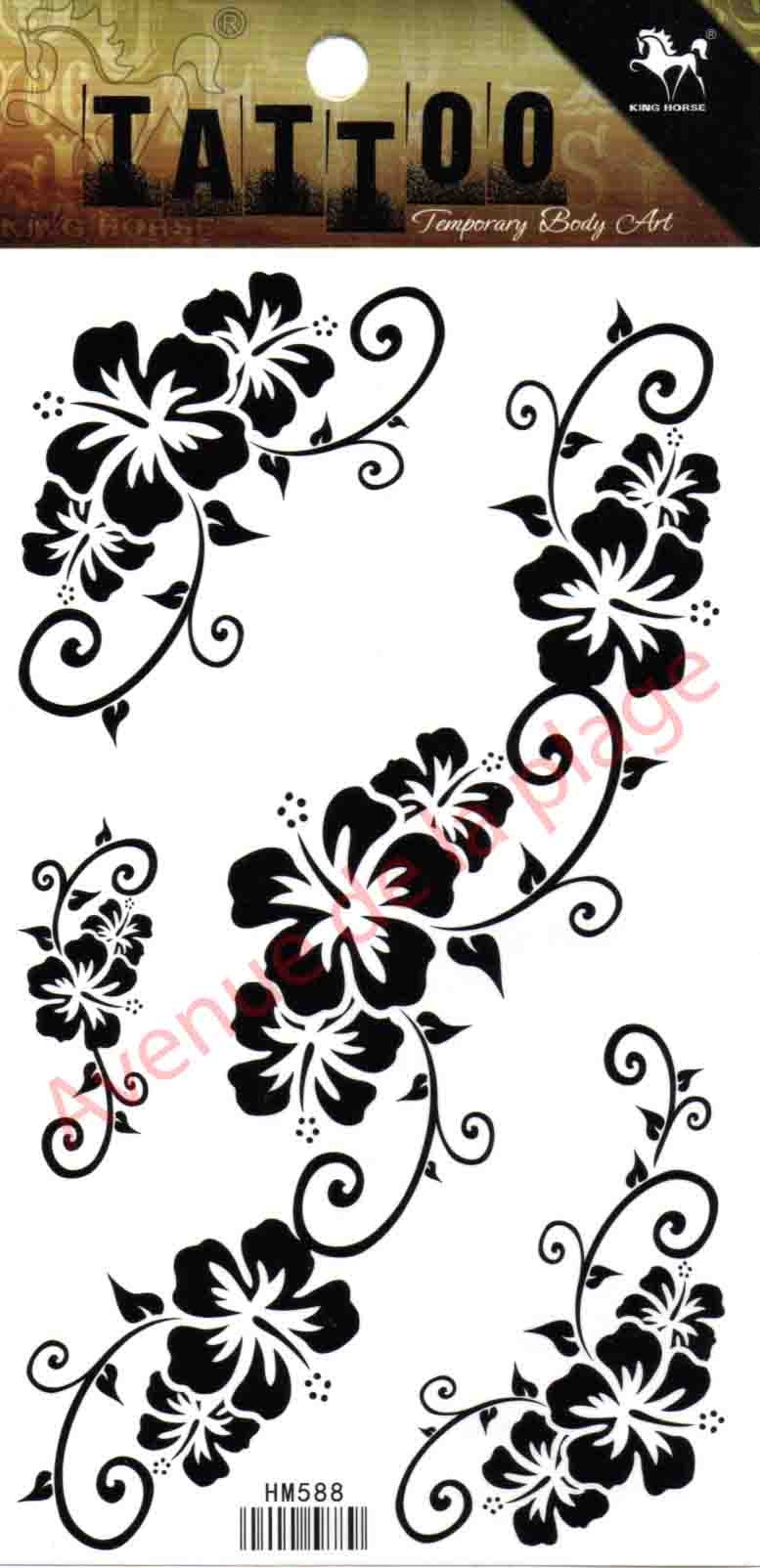 Tatouage Tortue + Fleur Hibiscus Tatouage temporaire Fleurs d'hibiscus, Tattoo original pas cher