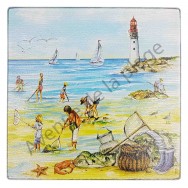 Dessous de plat carré : La pêche à pied