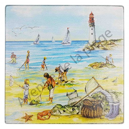 Dessous de plat carré : La pêche à pied