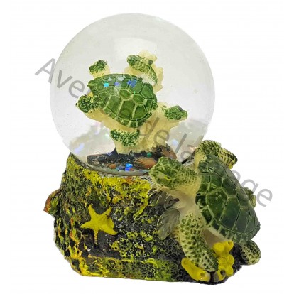 Boule à neige tortue de mer verte et corail