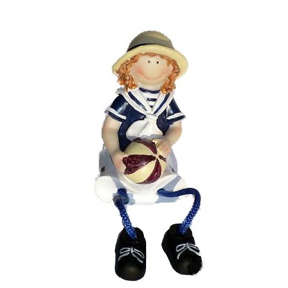 Statuette enfant en habits marins 11 cm : la petite fille avec un ballon