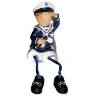 Statuette enfant en habits marin 11 cm : le garçon avec une longue vue