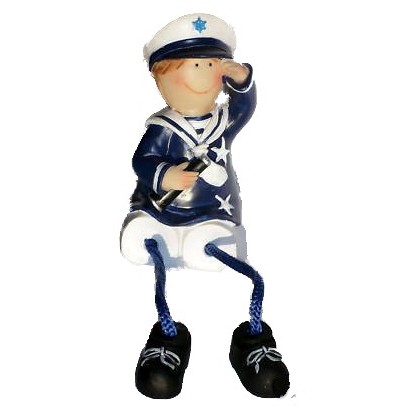 Statuette enfant en habits marin 11 cm : le garçon avec une longue vue