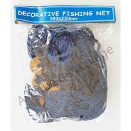 Filet de pêche décoratif bleu 230 x 300 cm avec flotteurs