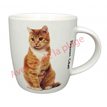 Mug chat roux et blanc assis
