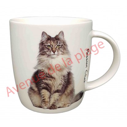 Mug chat gris assis