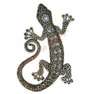 Lézard mural 24 cm en résine style métal