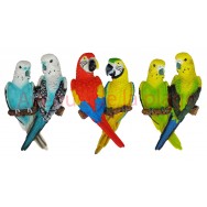 Couple de perroquets / perruches à accrocher 19 cm