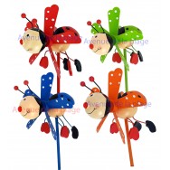 Moulin à vent décoratif coccinelle en bois 7.5 cm