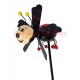 Moulin à vent décoratif coccinelle noire en bois 9 cm.
