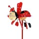 Moulin à vent décoratif coccinelle rouge en bois 9 cm.