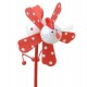 Moulin à vent coq blanc et rouge en bois 7.5 cm