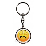 Porte clés métal émoticône triste
