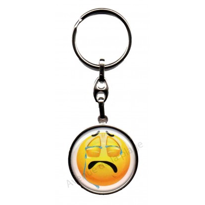 Porte clés métal émoticône triste