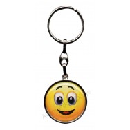 Porte clés métal émoticône content