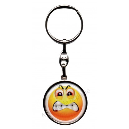 Porte clés métal émoticône en colère
