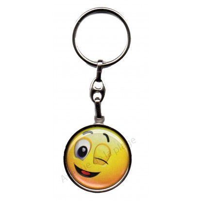 Porte clés métal émoticône clin d'oeil
